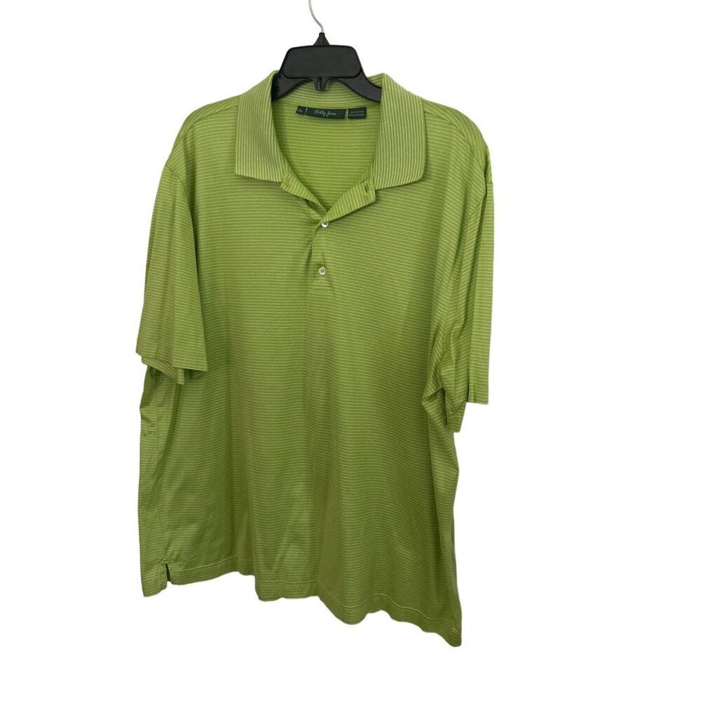 Bobby Jones Men's 2XL Green Striped Polo Shirt 100% Cotton Short Sleeve Golf Top